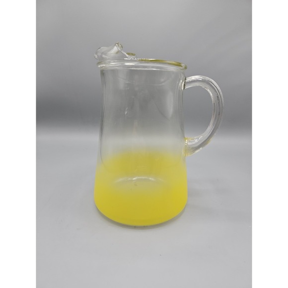 Other - Vintage Blendo Frosted Yellow Pitcher West Virginia Glass 9.5" MCM 50s 60s